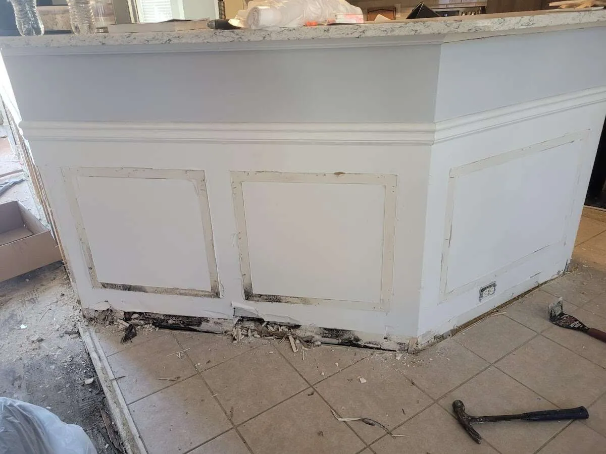 Water damage and mold on kitchen during Mold Inspection & Testing in Yarmouth